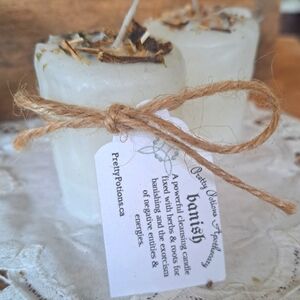 White Banishment Candle With Herbs